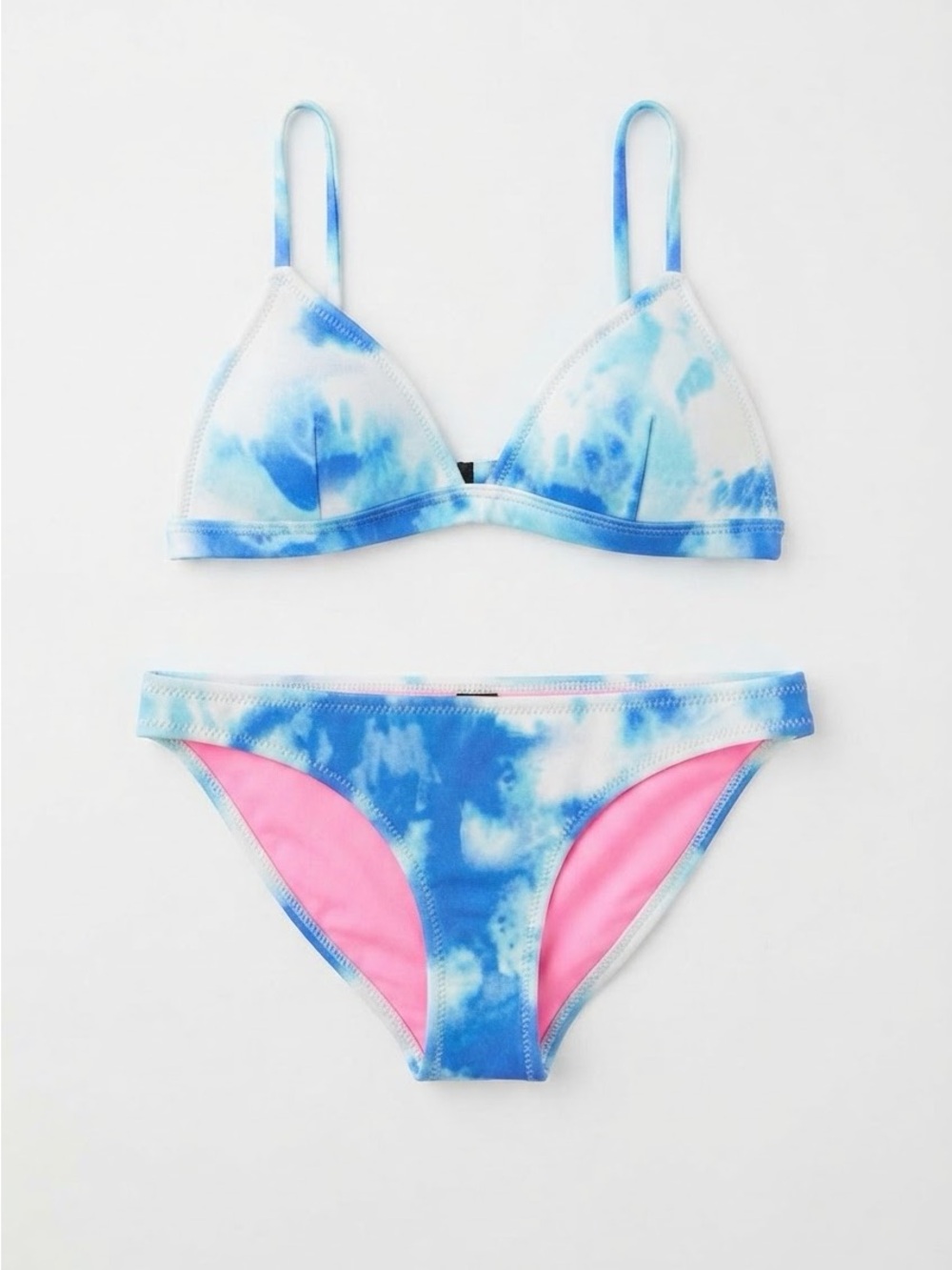 Triangl Blue White Tie Dye Neoprene Bikini Set Small+